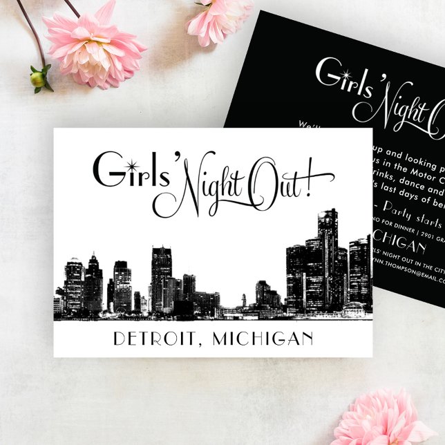 Detroit Skyline Bachelorette Night Out Invitation (Creator Uploaded)
