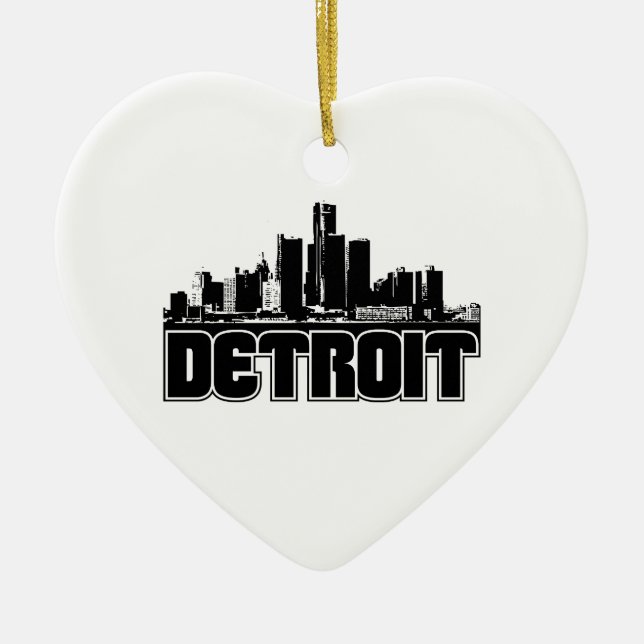 Detroit Skyline Ceramic Ornament (Front)