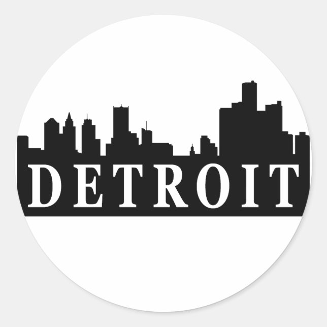 Detroit Skyline Classic Round Sticker (Front)