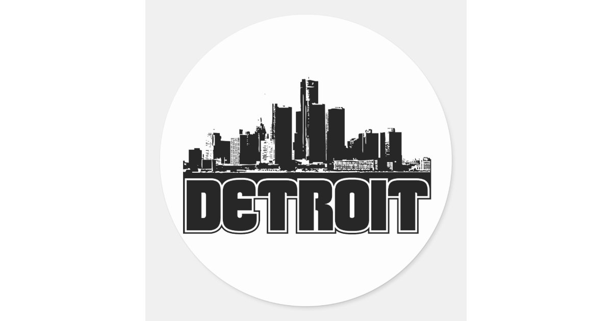 Detroit Skyline Classic Round Sticker | Zazzle