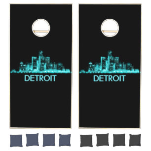 Detroit Skyline Cornhole Set