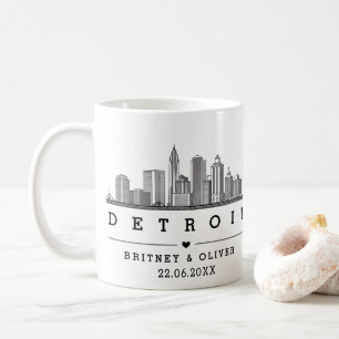 DETROIT Skyline – Custom Wedding favor Coffee Mug