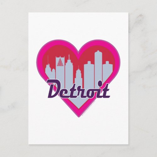 Detroit Skyline Heart Postcard