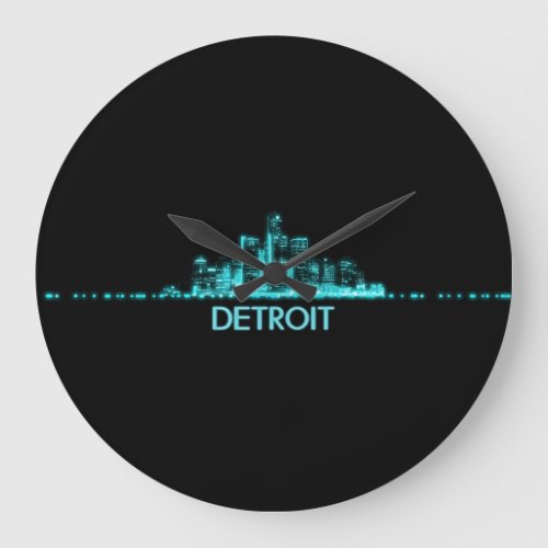 Detroit Skyline Large Clock