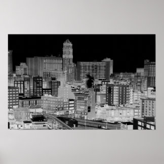Detroit Skyline Negative Poster