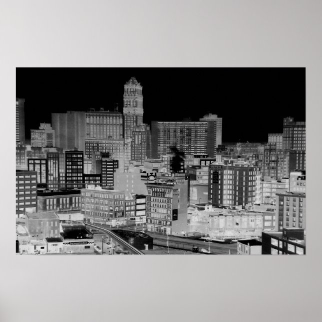 Detroit Skyline Negative Poster (Front)
