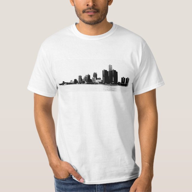Detroit Skyline Photo T-Shirt (Front)