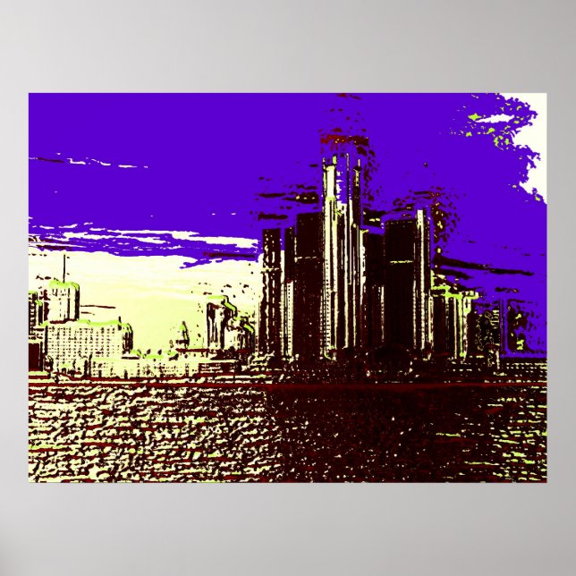 Detroit Skyline Poster (Front)