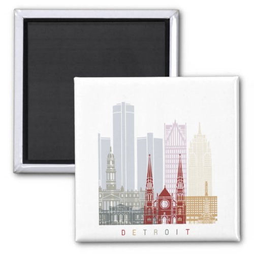 Detroit skyline poster magnet