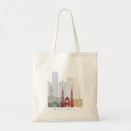 Detroit skyline poster tote bag