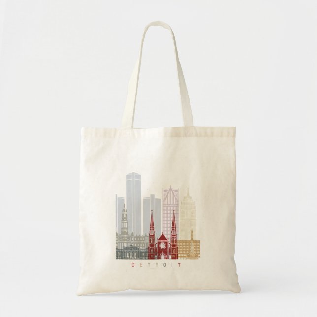 Detroit skyline poster tote bag (Front)
