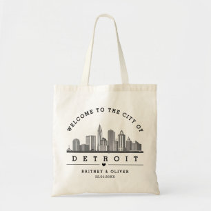 DETROIT Skyline Tote Bag – Custom Wedding favor