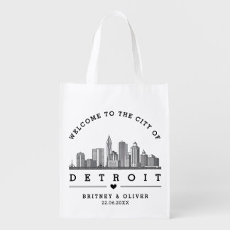 DETROIT Skyline Tote Bag – Custom Wedding favor