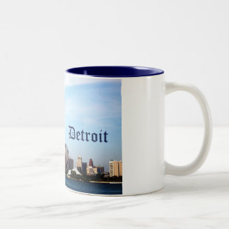 detroit skyline Two-Tone coffee mug