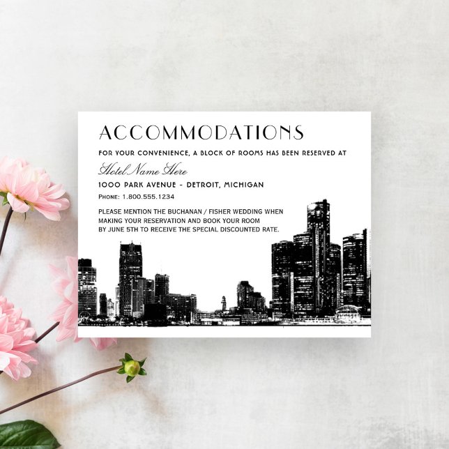 Detroit Skyline Wedding Accommodations Enclosure Card (Creator Uploaded)