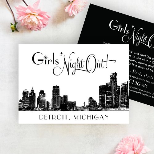 Detroit Skyline Wedding Bachelorette Party Invitation