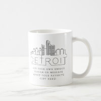 Detroit Stylized Skyline | Custom Slogan
