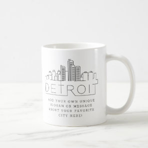 Detroit Stylized Skyline | Custom Slogan Coffee Mug