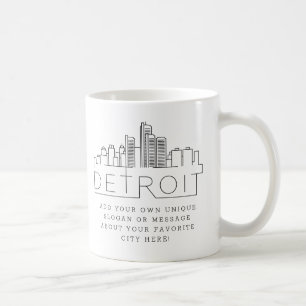 Detroit Stylized Skyline Custom Slogan Coffee Mug