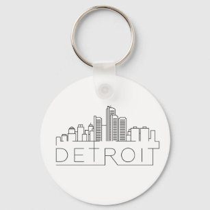 Detroit Stylized Skyline Keychain