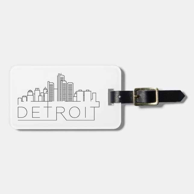 Detroit Stylized Skyline Luggage Tag (Front Horizontal)