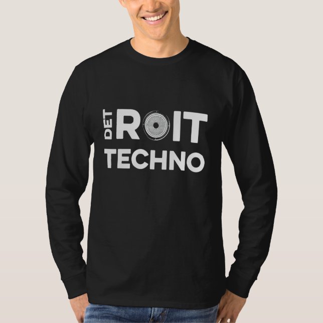 Detroit Techno House Music Festival Skyline Edm Dj T-Shirt (Front)