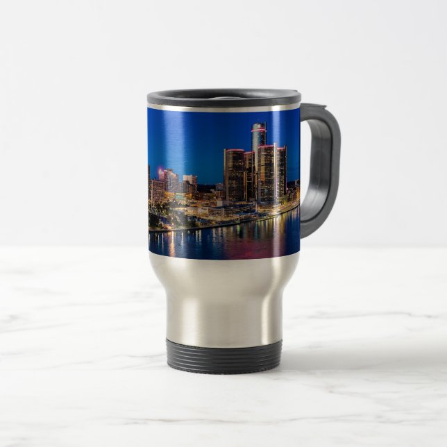 Detroit Twilight Travel Mug (Front Right)
