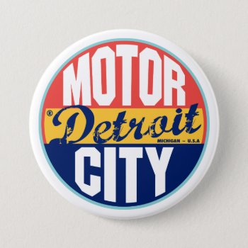 Detroit Vintage Label Button by TurnRight at Zazzle