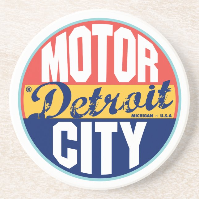 Detroit Vintage Label Coaster (Front)