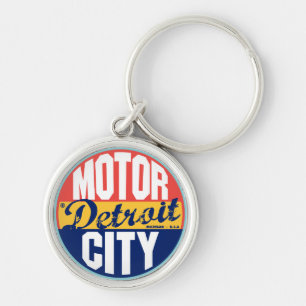 Detroit Vintage Label Keychain