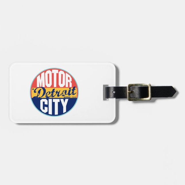 Detroit Vintage Label Luggage Tag (Front Horizontal)