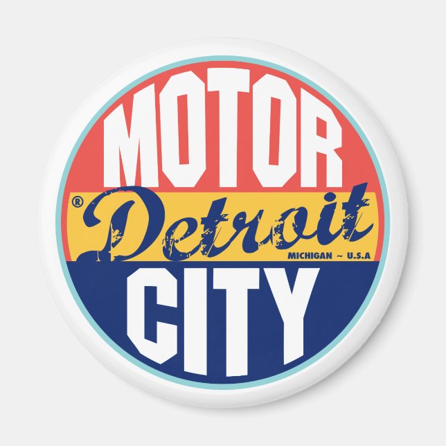 Detroit Vintage Label Magnet (Front)