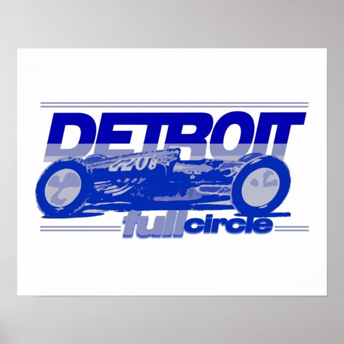 Detroit Vintage Race Car Full Circle done in blues Print