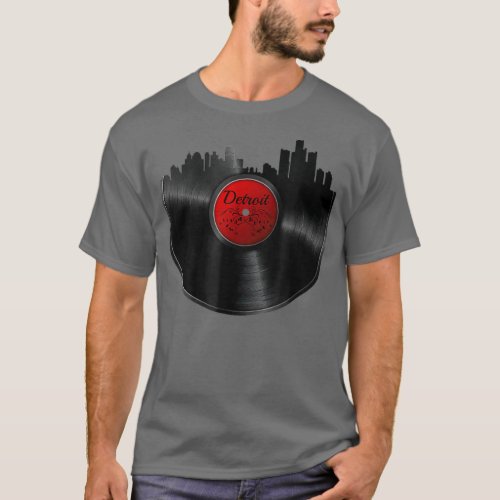 Detroit  Vinyl DJ Techno Music Skyline Gift T_Shirt