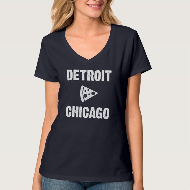 Detroit vs Chicago Pizza T-Shirt (Front)