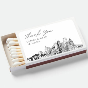Detroit Wedding Favor Custom Thank You Matchboxes
