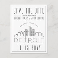 Detroit Wedding | Stylized Skyline Save the Date