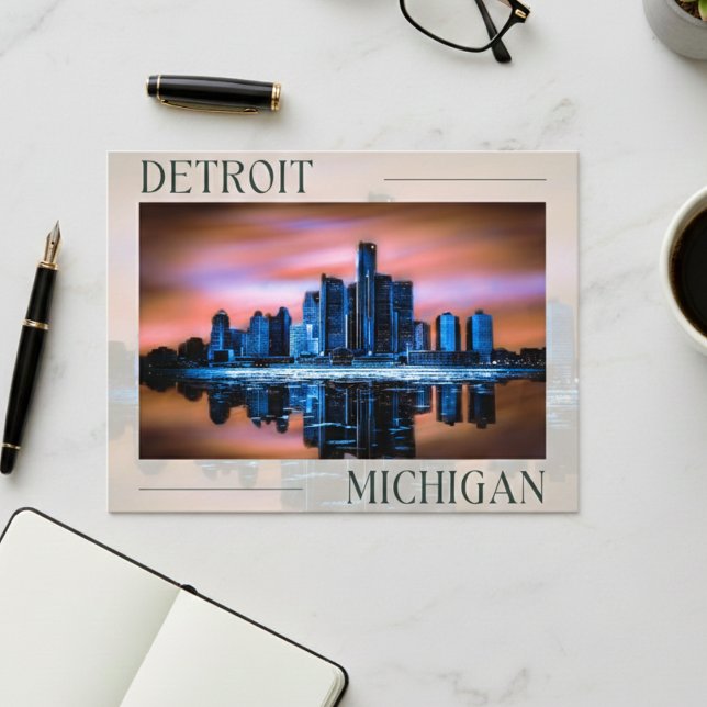 Detroit's Dusk Dreamscape Postcard (Detroit's Dusk Dreamscape Postcard)