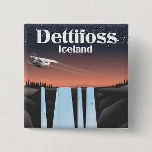Dettifoss Iceland travel poster. Button