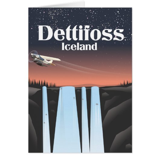 Dettifoss Iceland travel poster. Cards (Front)