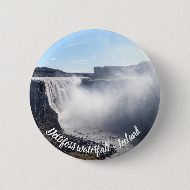 Dettifoss Waterfall in Vatnajokull NP - Iceland Button (Front)