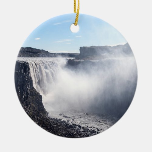 Dettifoss Waterfall in Vatnajokull NP _ Iceland Ceramic Ornament