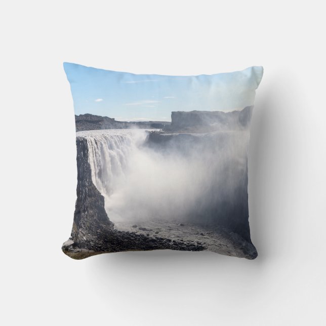 Dettifoss Waterfall in Vatnajokull NP - Iceland Throw Pillow (Front)