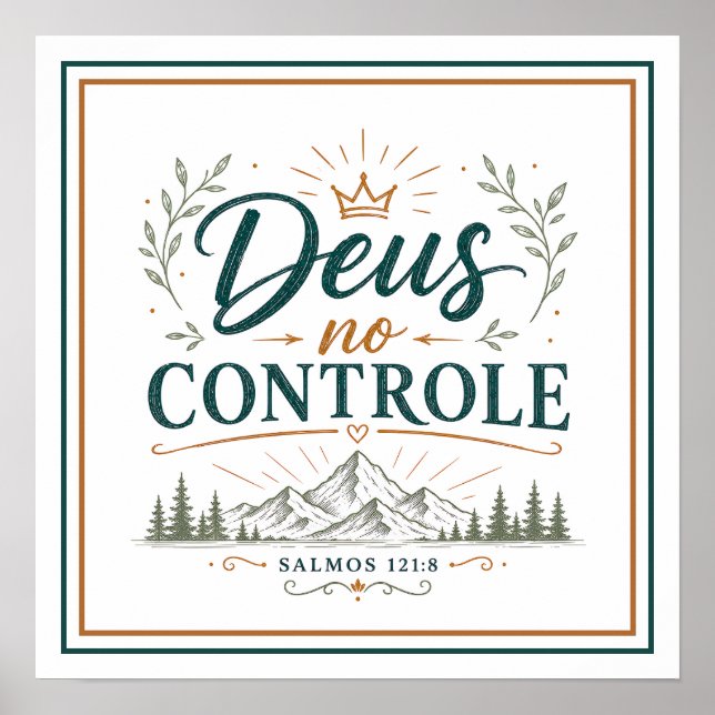 Deus no Controle Frase Espiritual Cristã Poster (Front)