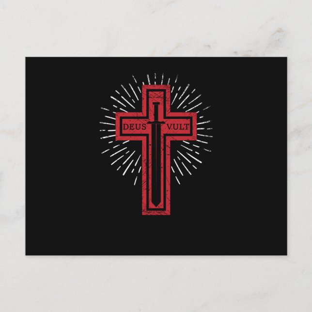 Deus Vult God Wants It Latin Templar Knight Postcard (Front)