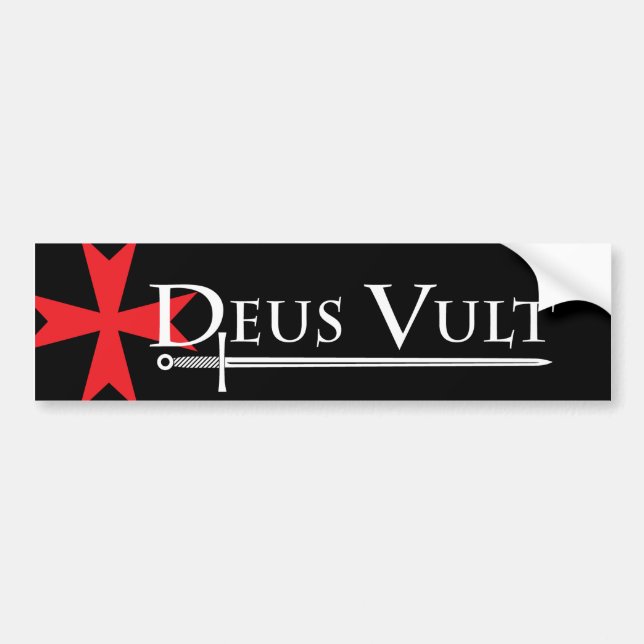 Deus Vult (God Wills It!) Bumper Sticker Black (Front)