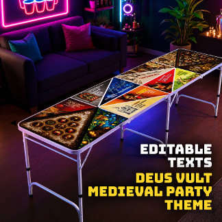 Deus Vult Knights Medieval full graphics EDITABLE Beer Pong Table