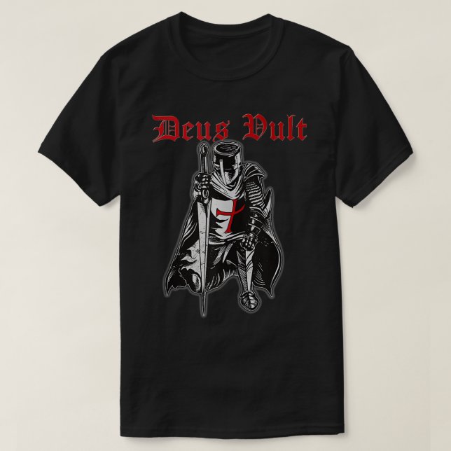 Deus Vult Knights Templar Knight Armor Medieval  T-Shirt (Design Front)