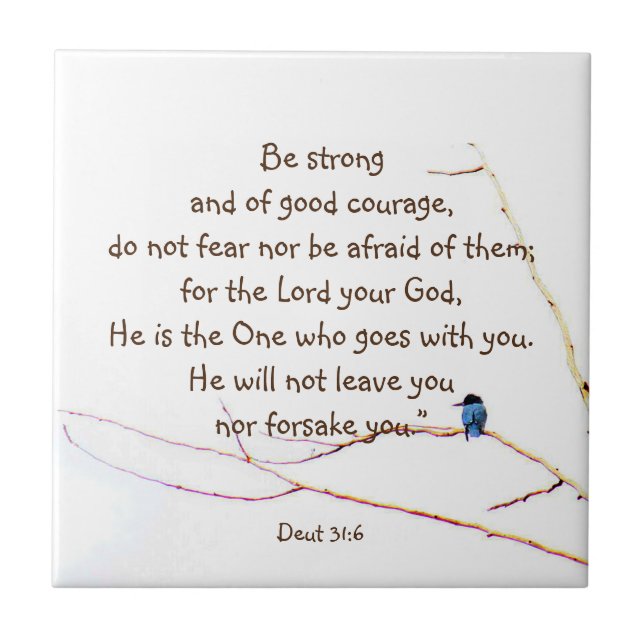Deut 31:6 You are Not Alone Bible Kingfisher Bird  Ceramic Tile (Front)