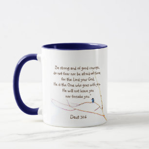 Deut 31:6 You are Not Alone Bible Kingfisher Bird Mug